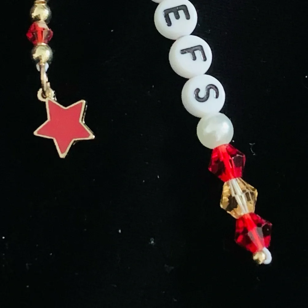 KC Chiefs Keychain Hand Beaded Red And Clear Crystals On A Gold Tone Keychain
